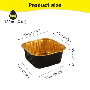 black and gold aluminum foil container 180ml (6 oz) perfect for desserts & takeout