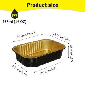 Black and Gold Aluminum foil containers C161-475