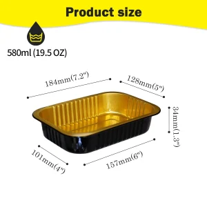 Black and Gold Aluminum foil containers C184-580