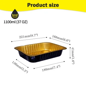 Black and Gold Aluminum foil container C221-1100