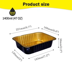 Black and Gold Aluminum foil containers C221-1400
