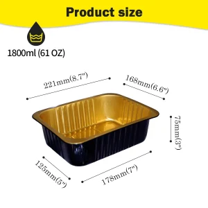 Black and Gold Aluminum foil container C221-1800