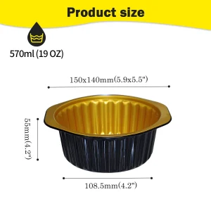 Black and Gold Aluminum foil container E140-570