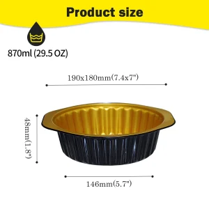 Black and Gold Aluminum foil container E180-870