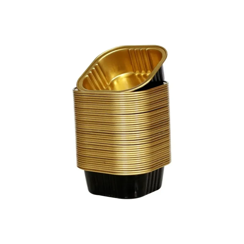 black and gold aluminum foil container 180ml (6 oz) perfect for desserts & takeout black and gold aluminum foil container 180ml (6 oz) perfect for desserts & takeout
