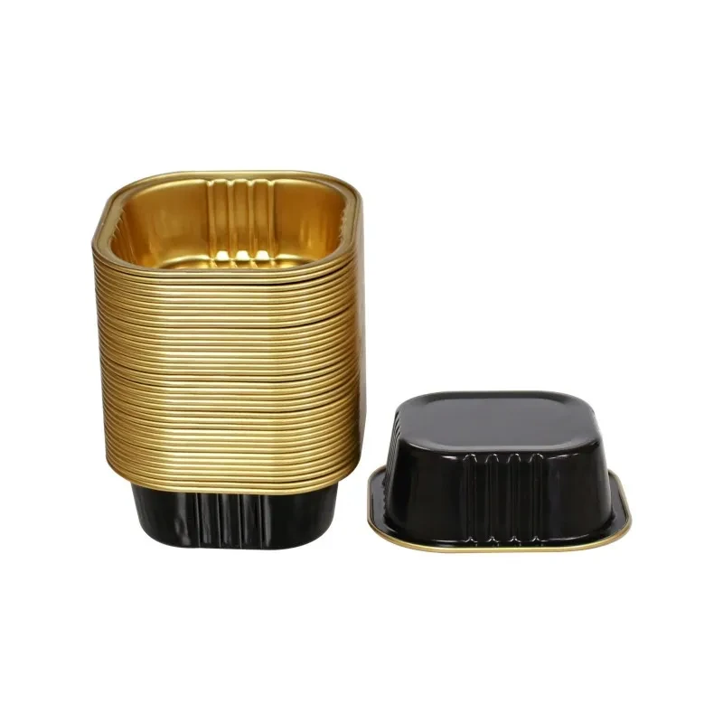 black and gold aluminum foil container 180ml (6 oz) perfect for desserts & takeout black and gold aluminum foil container 180ml (6 oz) perfect for desserts & takeout