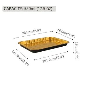 black and gold aluminum foil container c224