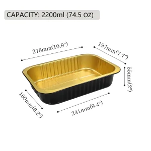 c278 2200 black and gold aluminum foil container
