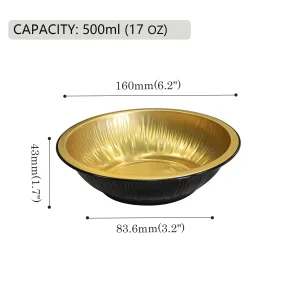 y160 500圆底 black and gold aluminum foil container