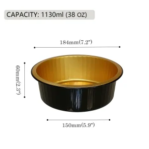 y185 1130 尺寸图 black and gold aluminum foil container