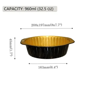 y197 960 黑金 black and gold aluminum foil container